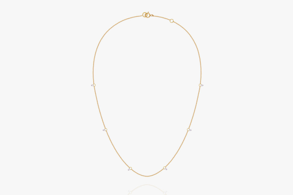 Collana Un Filo Di Luce Briolette 6 Diamanti Bianchi