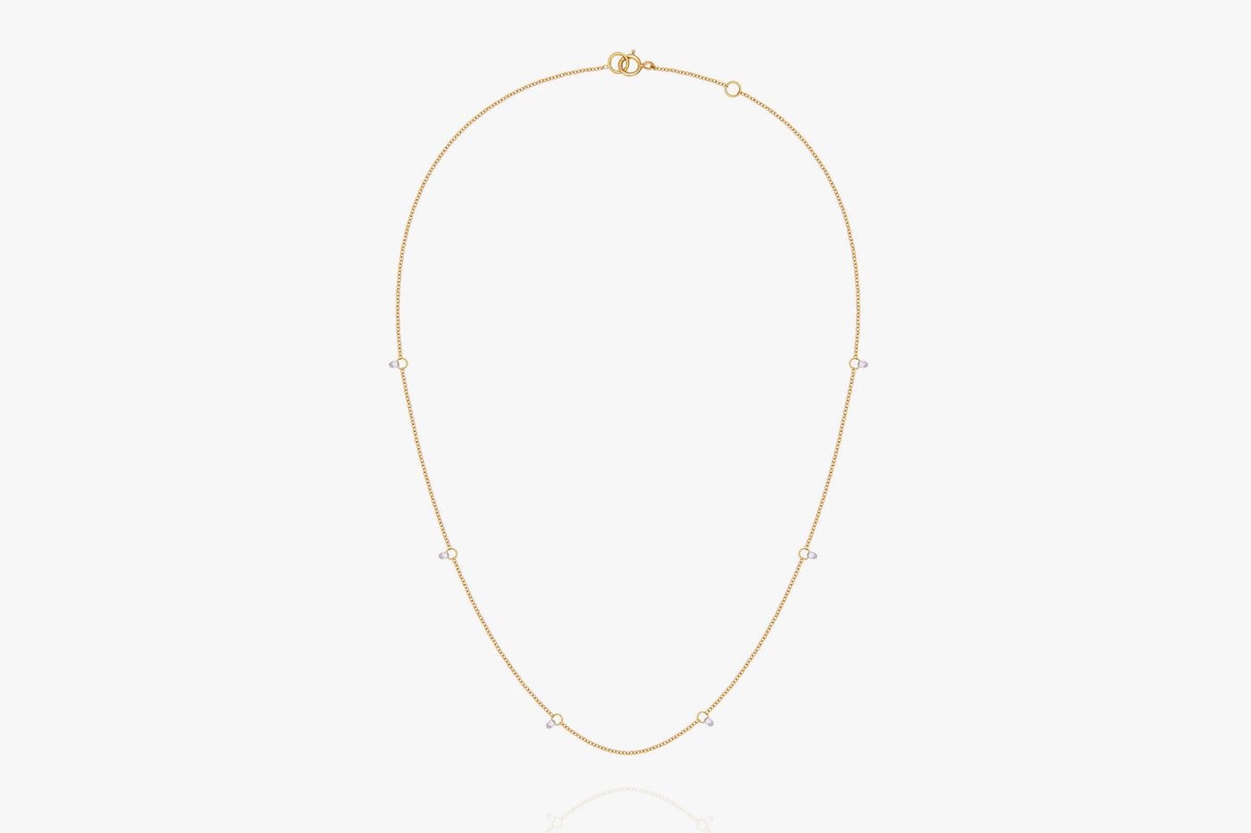 Collana Un Filo Di Luce Briolette 6 Diamanti Bianchi