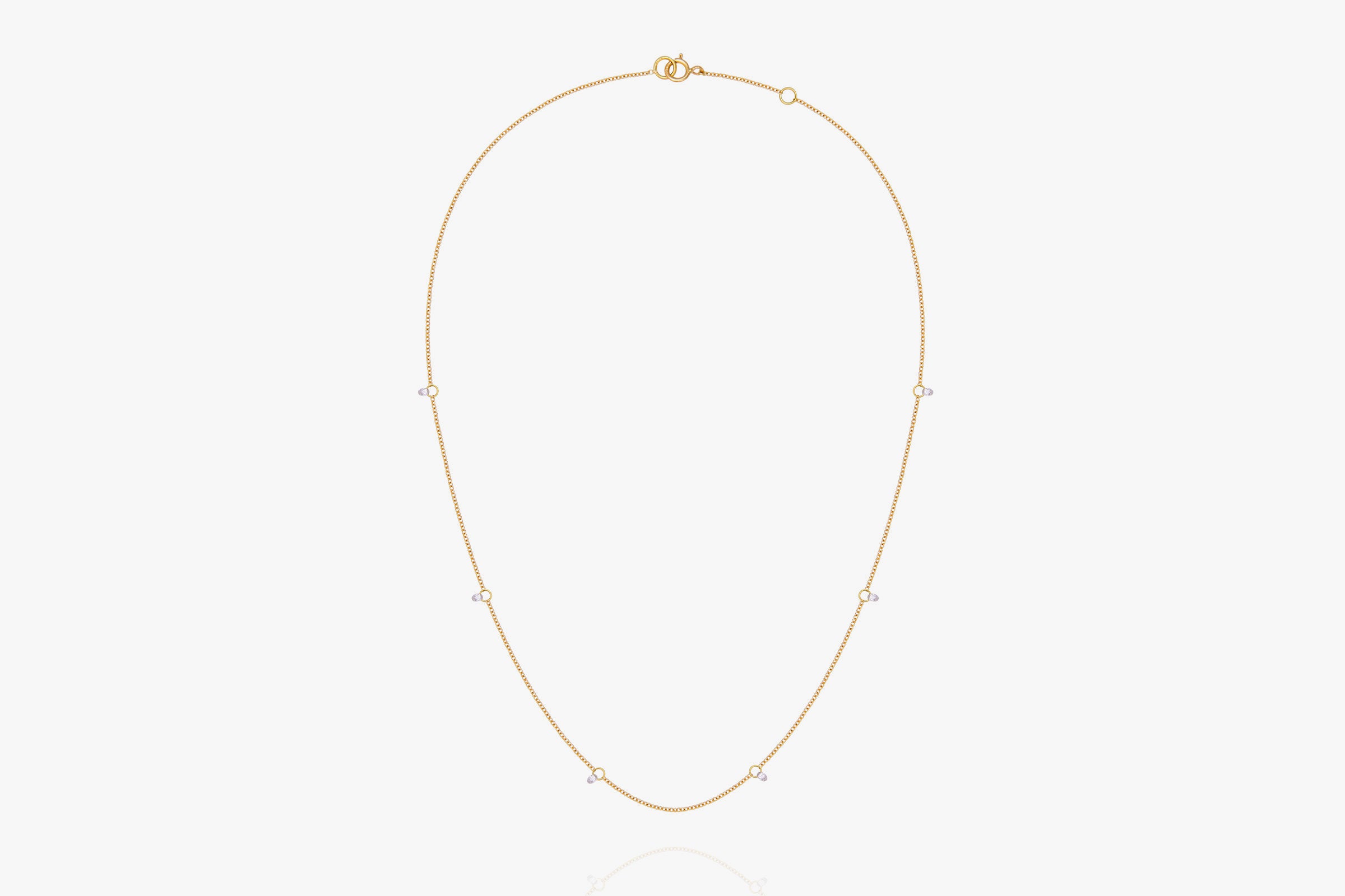 Collana Un Filo Di Luce Briolette 6 Diamanti Bianchi